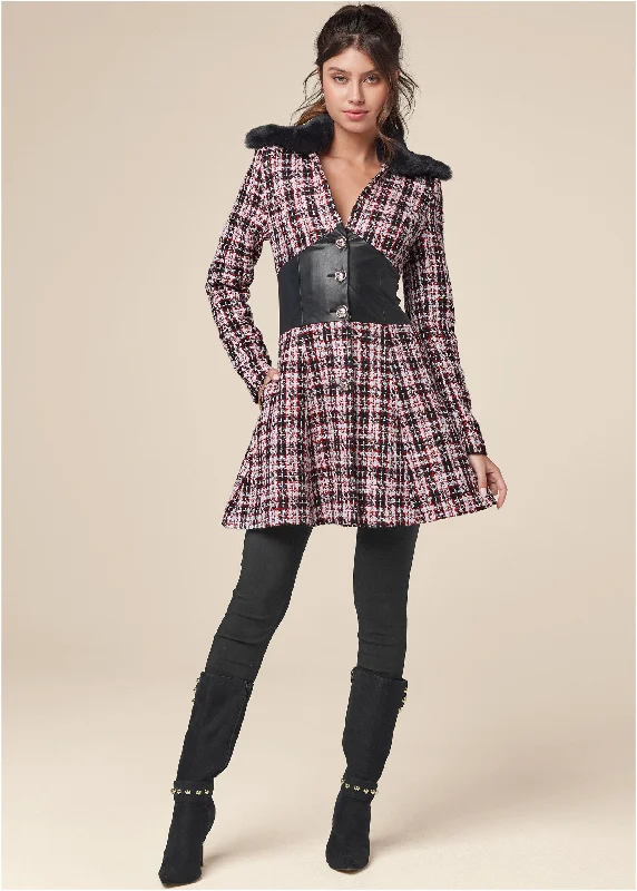 Plaid corset coat - Black Multi