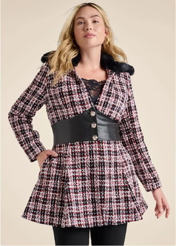 Plaid corset coat - Black Multi