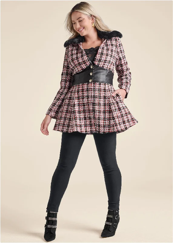 Plaid corset coat - Black Multi