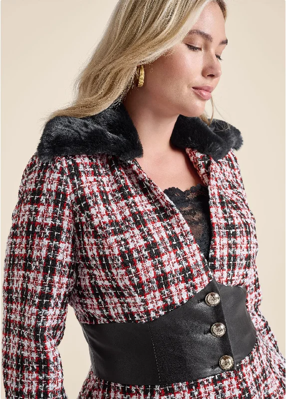 Plaid corset coat - Black Multi