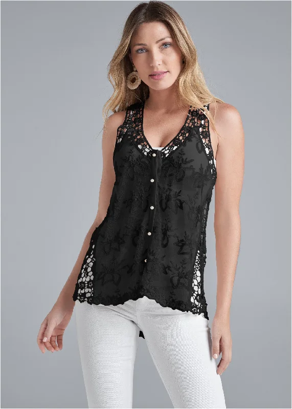 Sheer lace top - Black