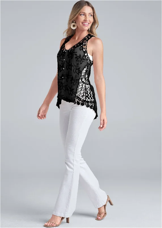 Sheer lace top - Black