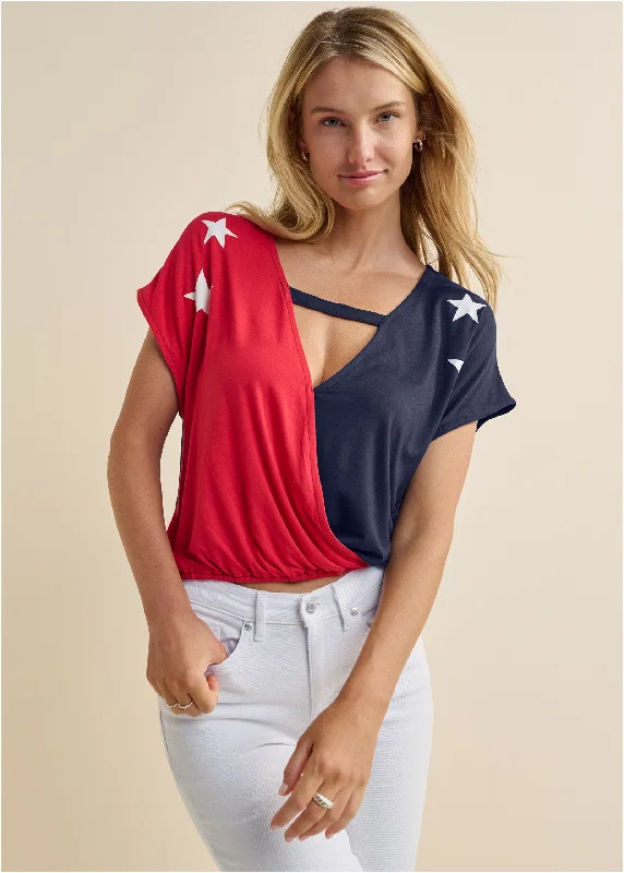 Americana tee - Navy & Red