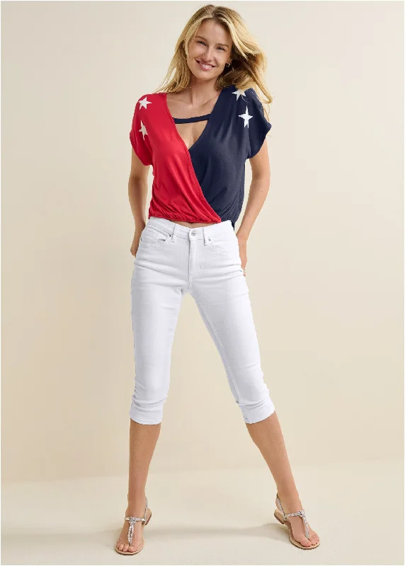 Americana tee - Navy & Red