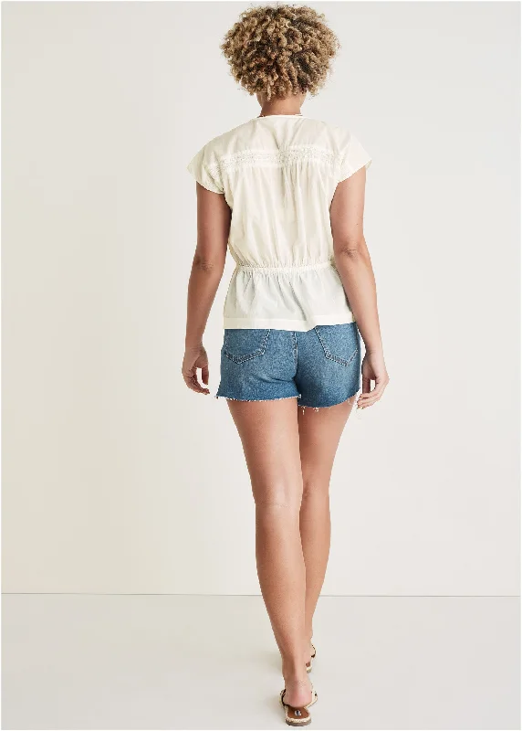 Adjustable tie front top - Off White