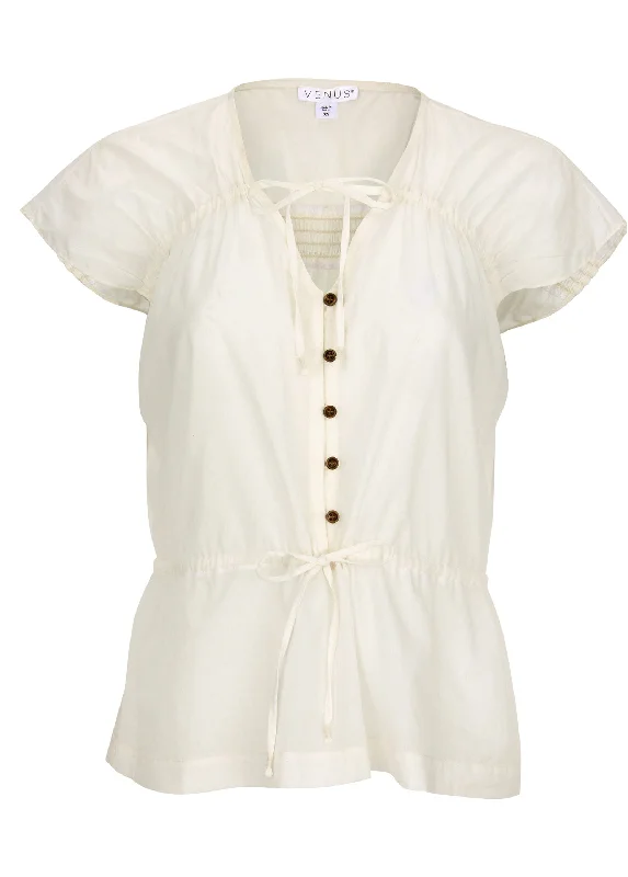 Adjustable tie front top - Off White