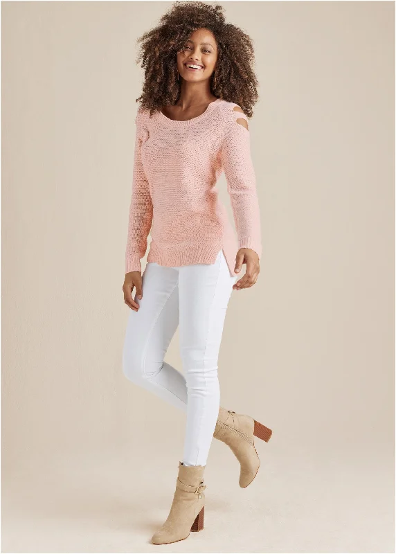 Cutout sleeve sweater - Blush