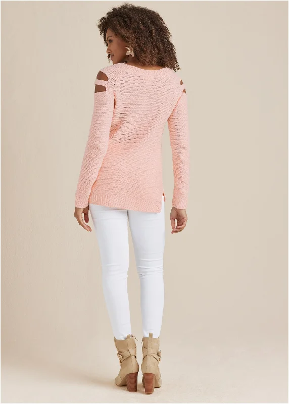 Cutout sleeve sweater - Blush