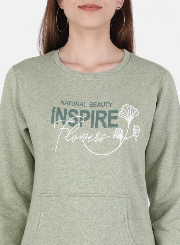 Women Green Printed Sweatshirt