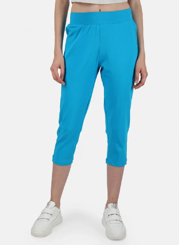 Womens Blue Regular Capri