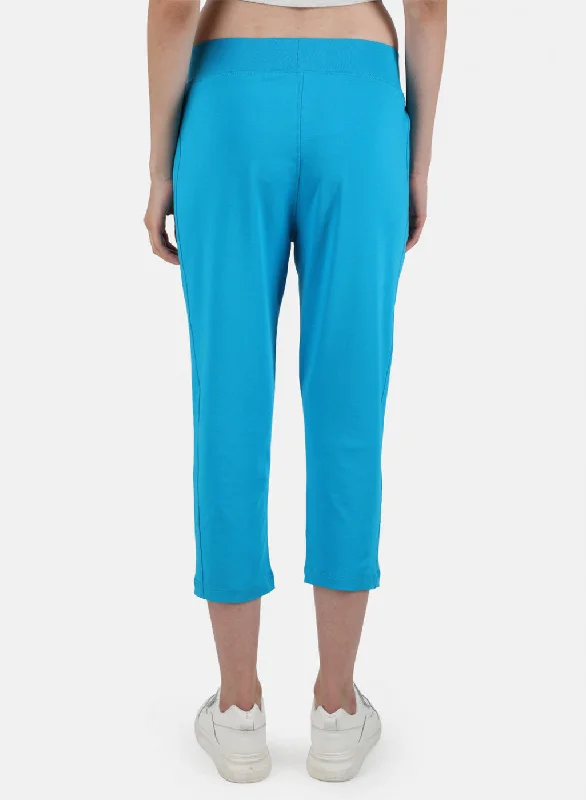 Womens Blue Regular Capri