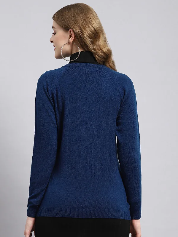 Women Blue Solid Cardigan